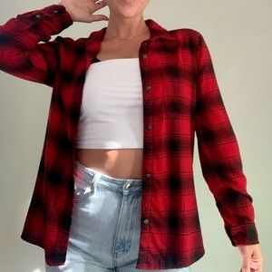 Red/black flannel button down